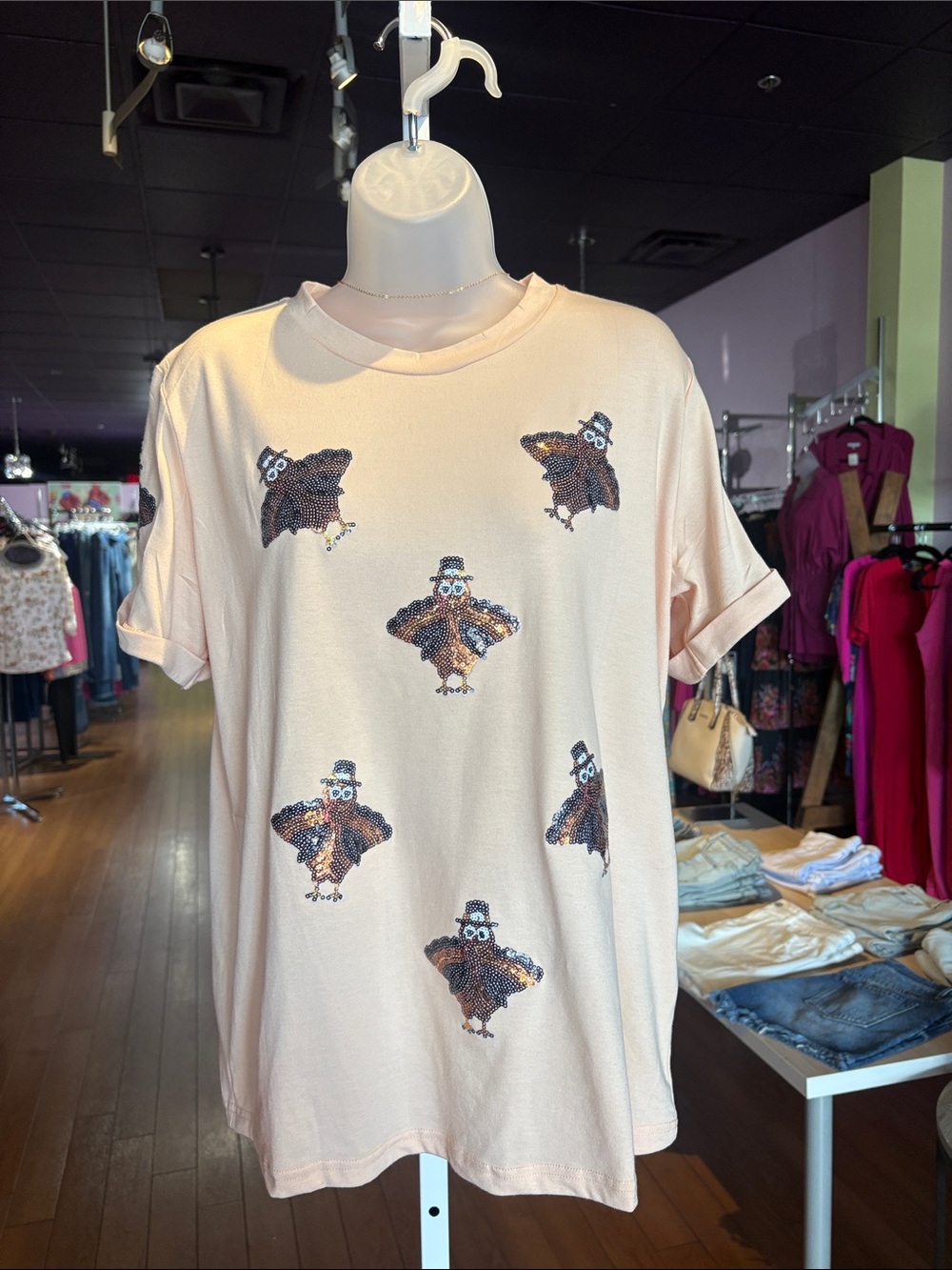 Sequin Turkey Patch Tee